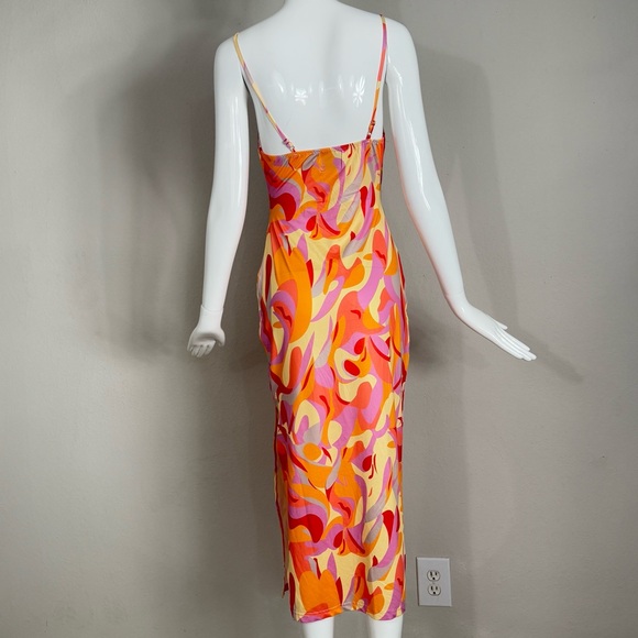 Hello Molly Fierce Nature Midi Dress Multi-color Orange Strappy Size 4 - Picture 5 of 12